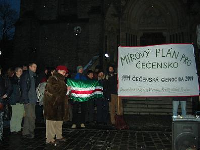 "Peace Plan for Chechnya" banner<br>